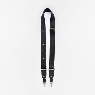 Crossbody Phone Strap | Black | Nylon & Nappa Leather Silver Plated