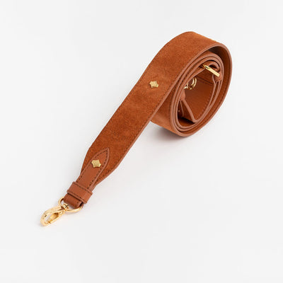 Crossbody Phone Strap | Cognac | Suede & Nappa Leather 24K Gold Plated