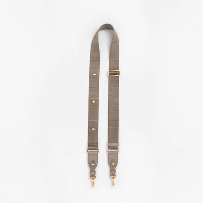 Crossbody Phone Strap | Taupe | Nylon & Nappa Leather 24K Gold Plated