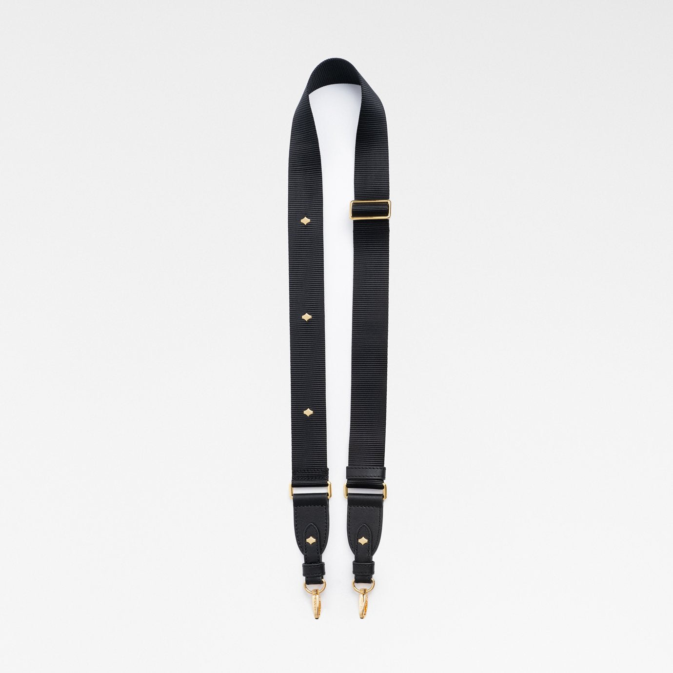 Crossbody Phone Strap | Black | Nylon & Nappa Leather 24K Gold Plated