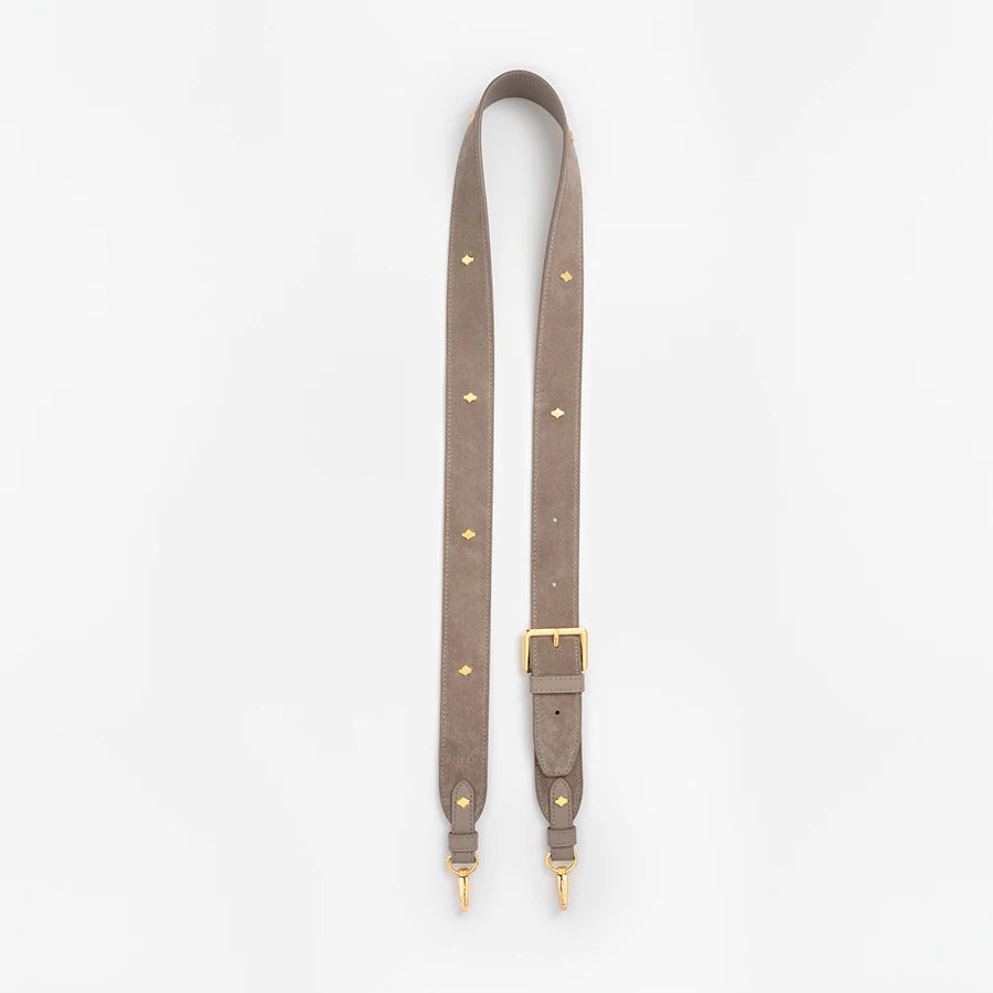 Crossbody Phone Strap | Taupe | Suede & Nappa Leather 24K Gold Plated