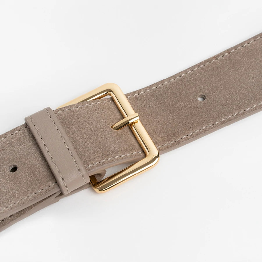 Crossbody Phone Strap | Taupe | Suede & Nappa Leather 24K Gold Plated