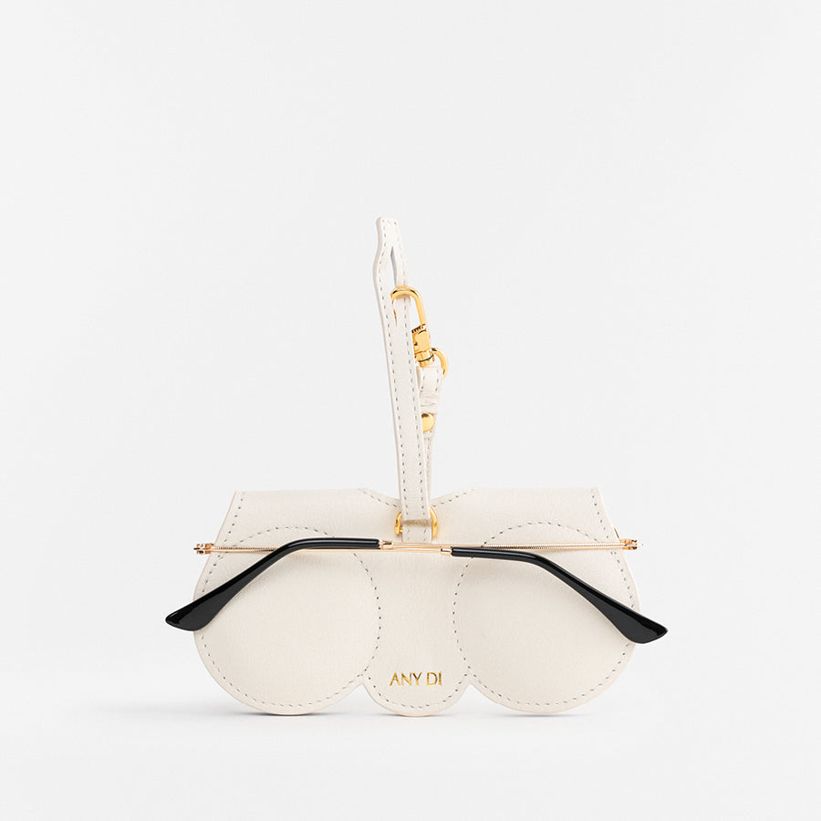 Sunglasses Case | White | Nappa Leather Gold Plated