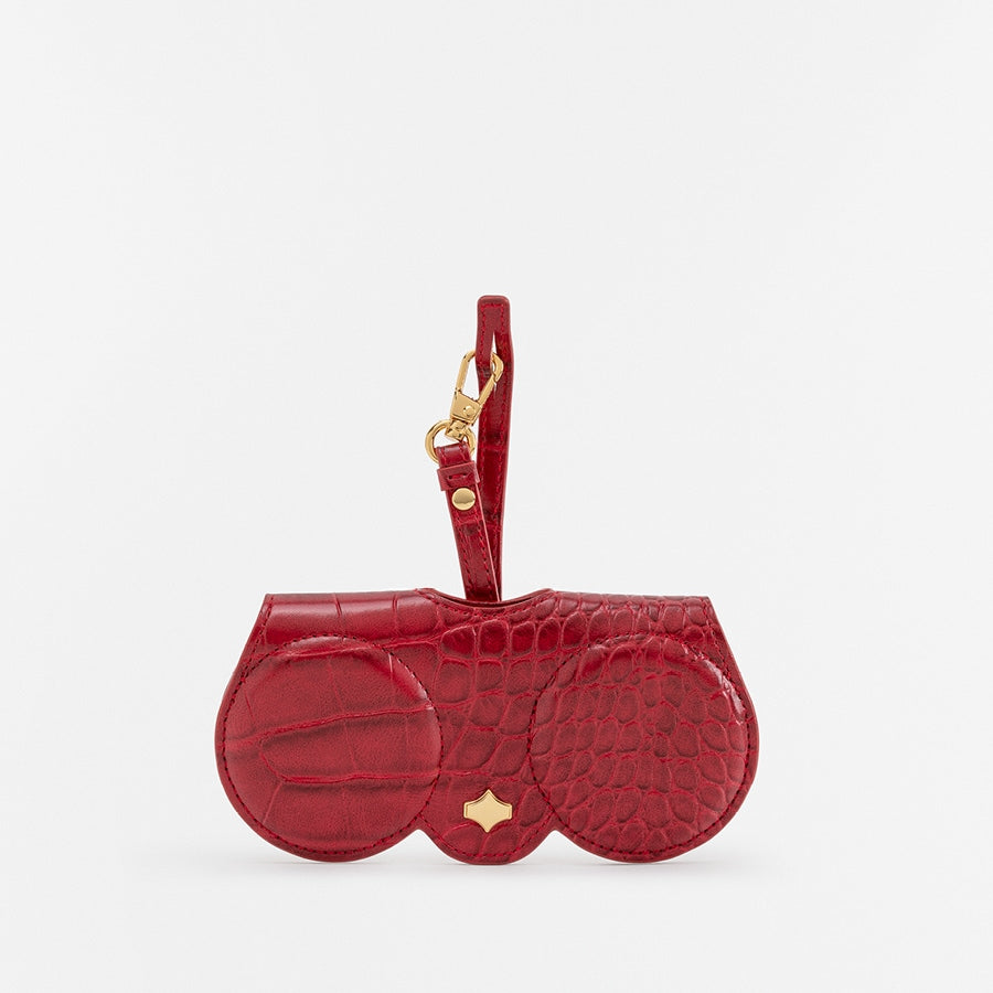 Sunglasses Case | Croco Red | Vegan Leather Gold Plated