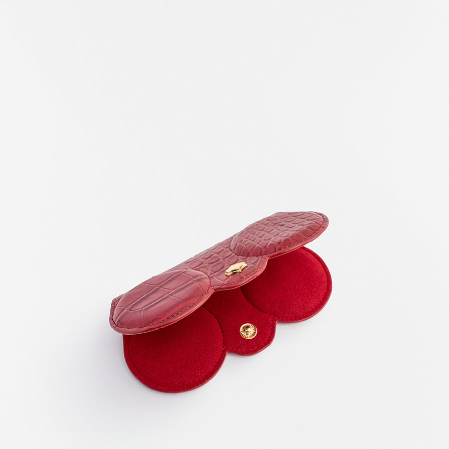 Sunglasses Case | Croco Red | Vegan Leather Gold Plated