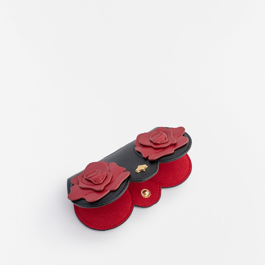 Sunglasses Case | Red Roses | Vegan Leather Gold Plated