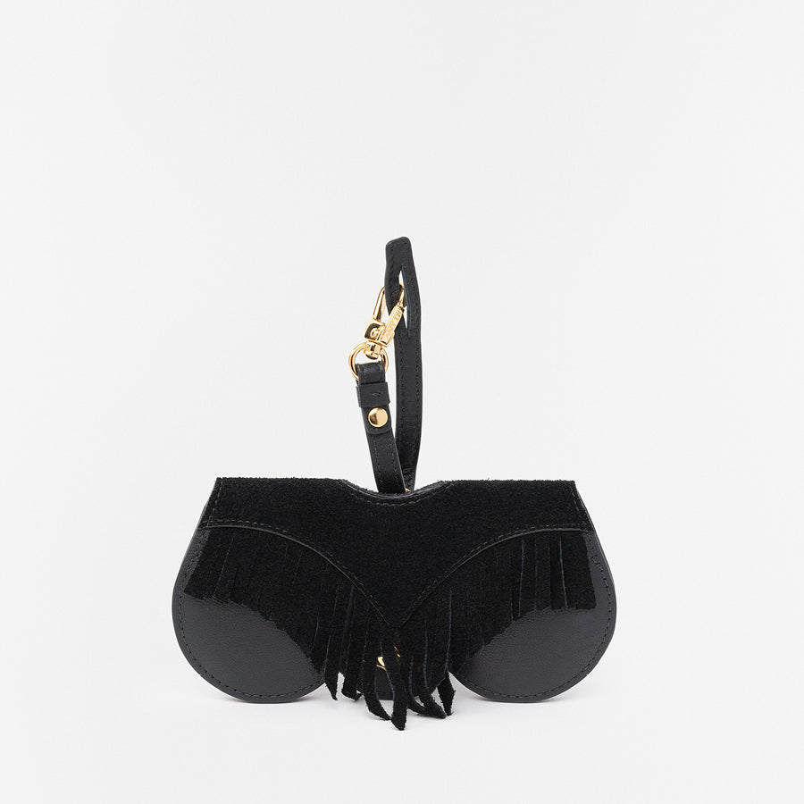 Sunglasses Case | Black Fringes | Nappa Leather 24K Gold Plated