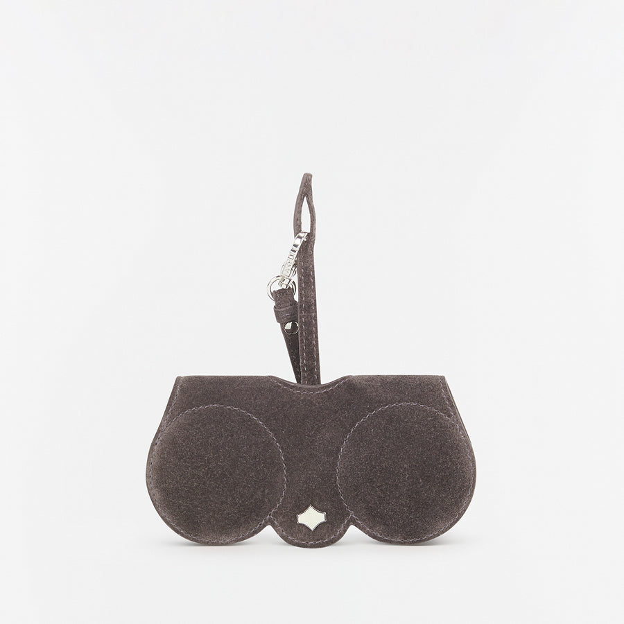 Sunglasses Case | Charcoal Suede |  Suede leather 24K Silver Plated