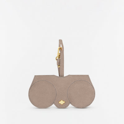 Sunglasses Case | Greige Nubuck | Leather 24K Gold Plated