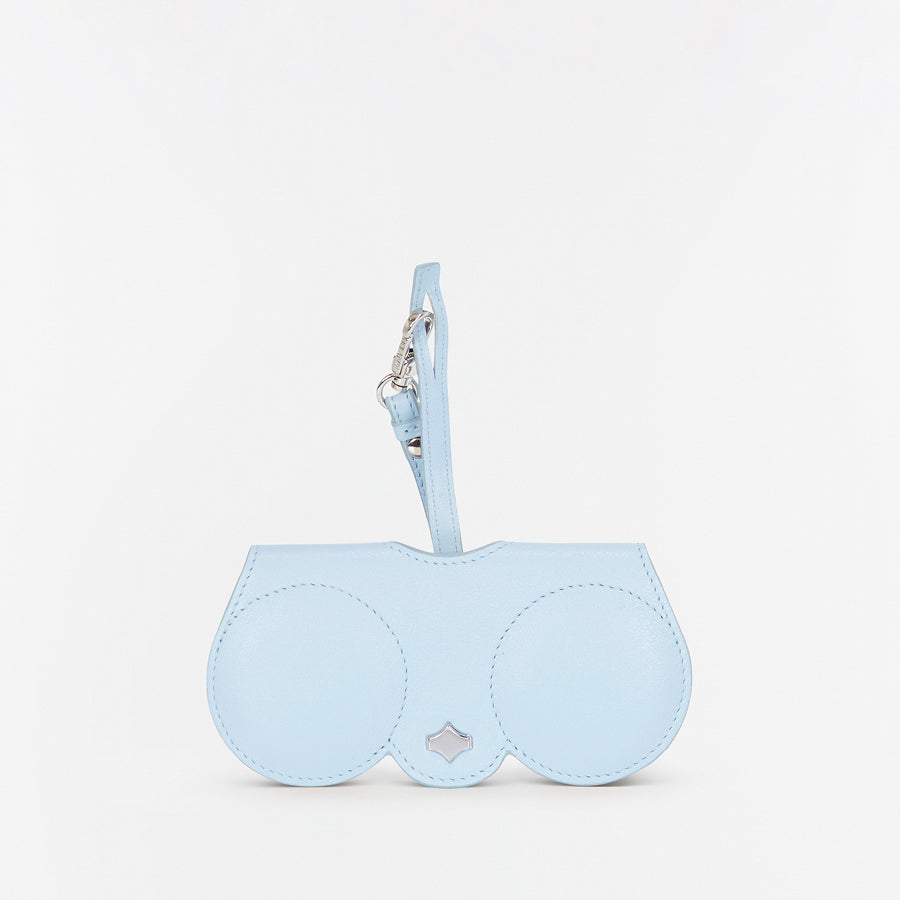 Sunglasses Case | Ice Blue | Leather Silver Plated