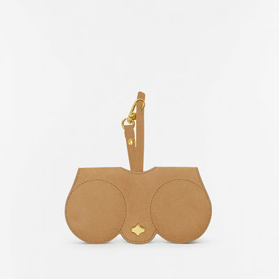 Sunglasses Case | Light Brown | Nubuck Leather Gold Plated