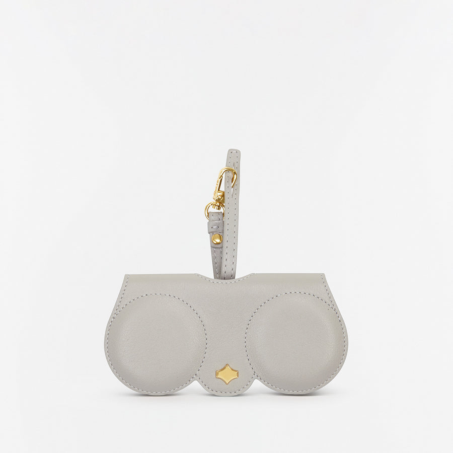 Sunglasses Case | Light Grey | Nappa Leather Gold Plated