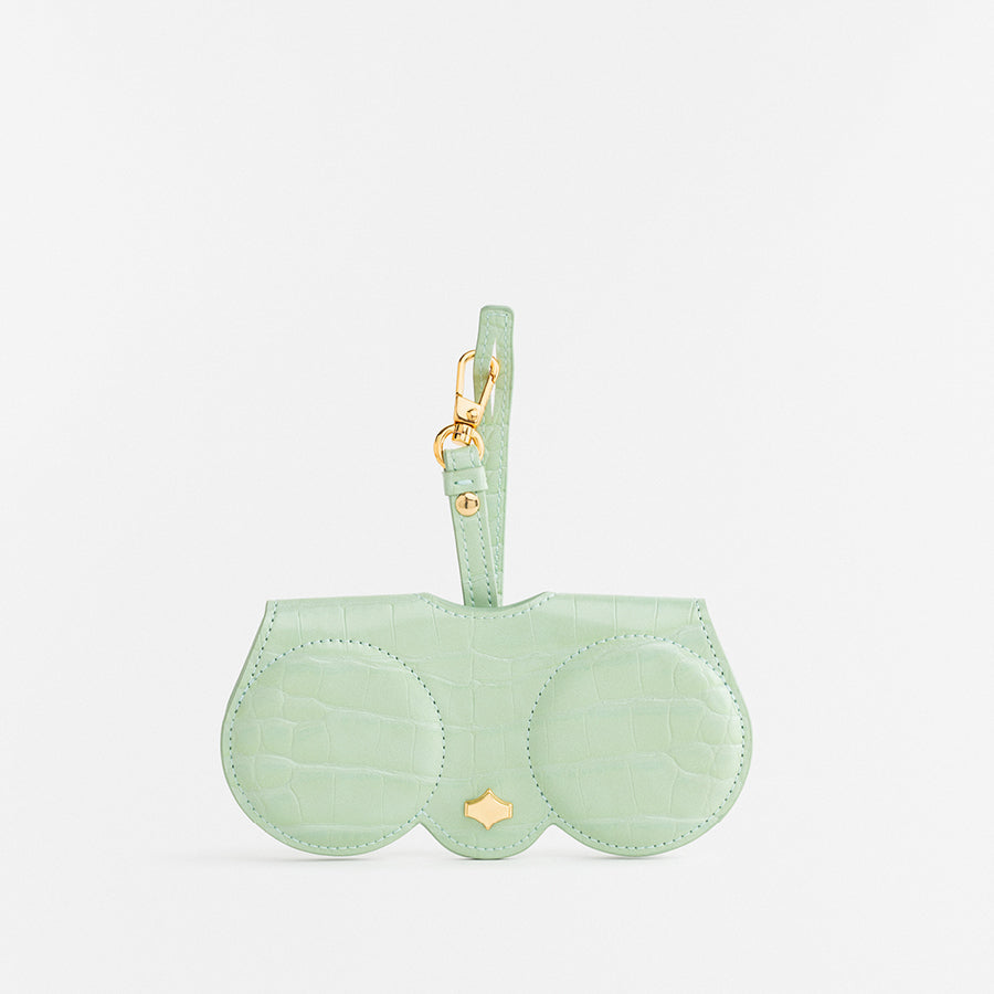 Sunglasses Case | Croco Mint | Vegan Leather Gold Plated