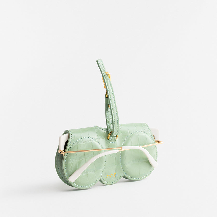 Sunglasses Case | Croco Mint | Vegan Leather Gold Plated