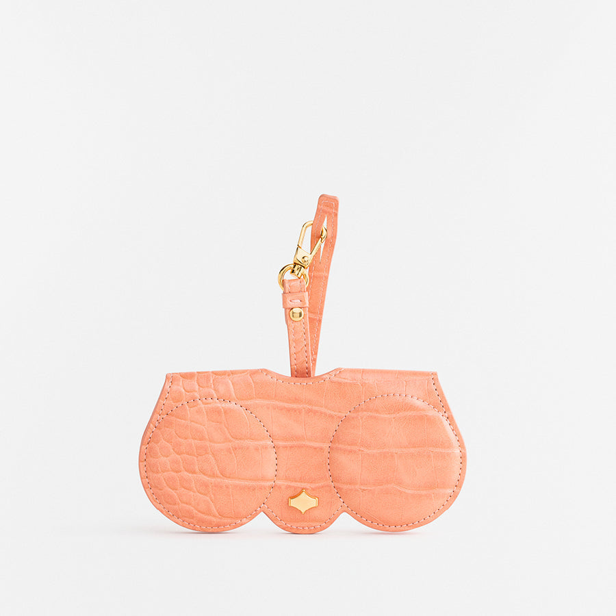 Sunglasses Case | Croco Peach | Vegan Leather Gold Plated