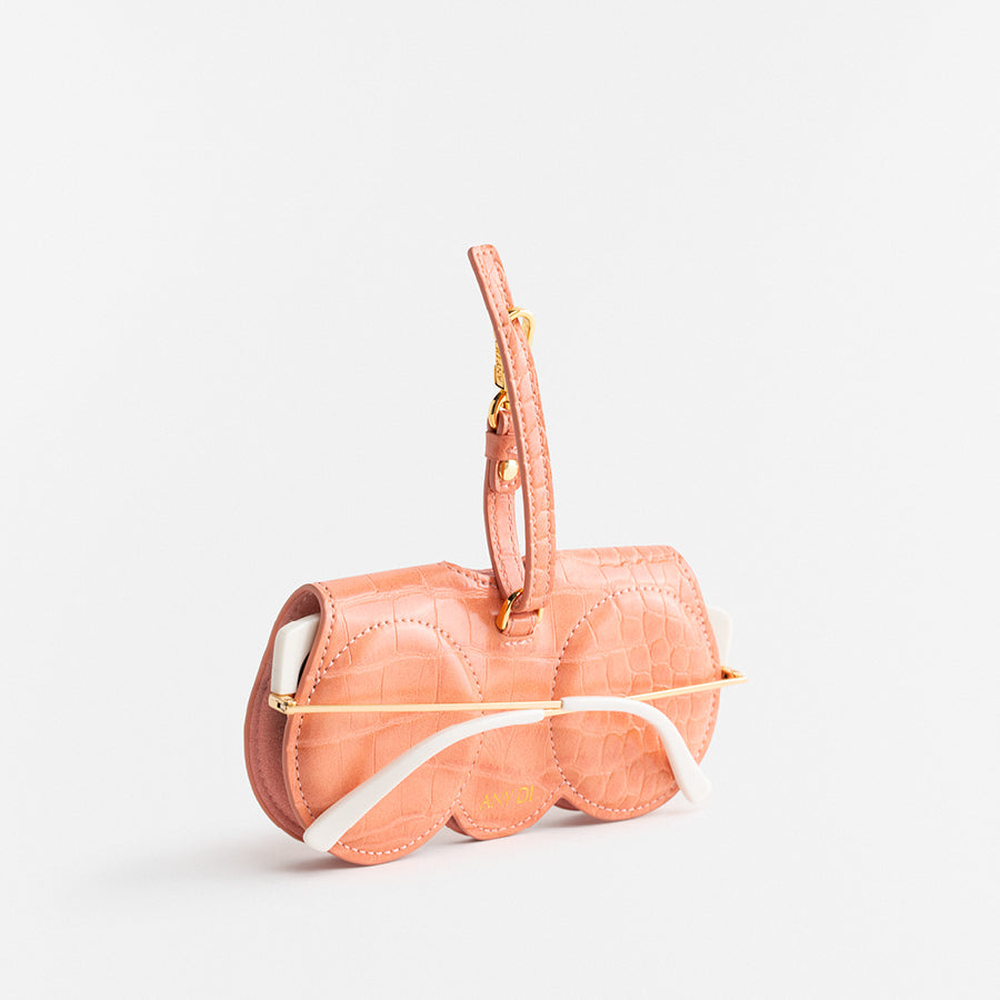 Sunglasses Case | Croco Peach | Vegan Leather Gold Plated