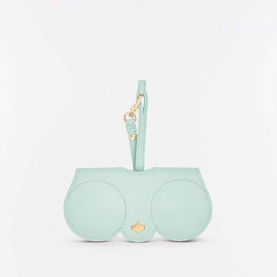 Sunglasses Case | Mint Green | Nappa Leather Gold Plated