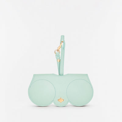 Sunglasses Case | Mint Green | Nappa Leather Gold Plated