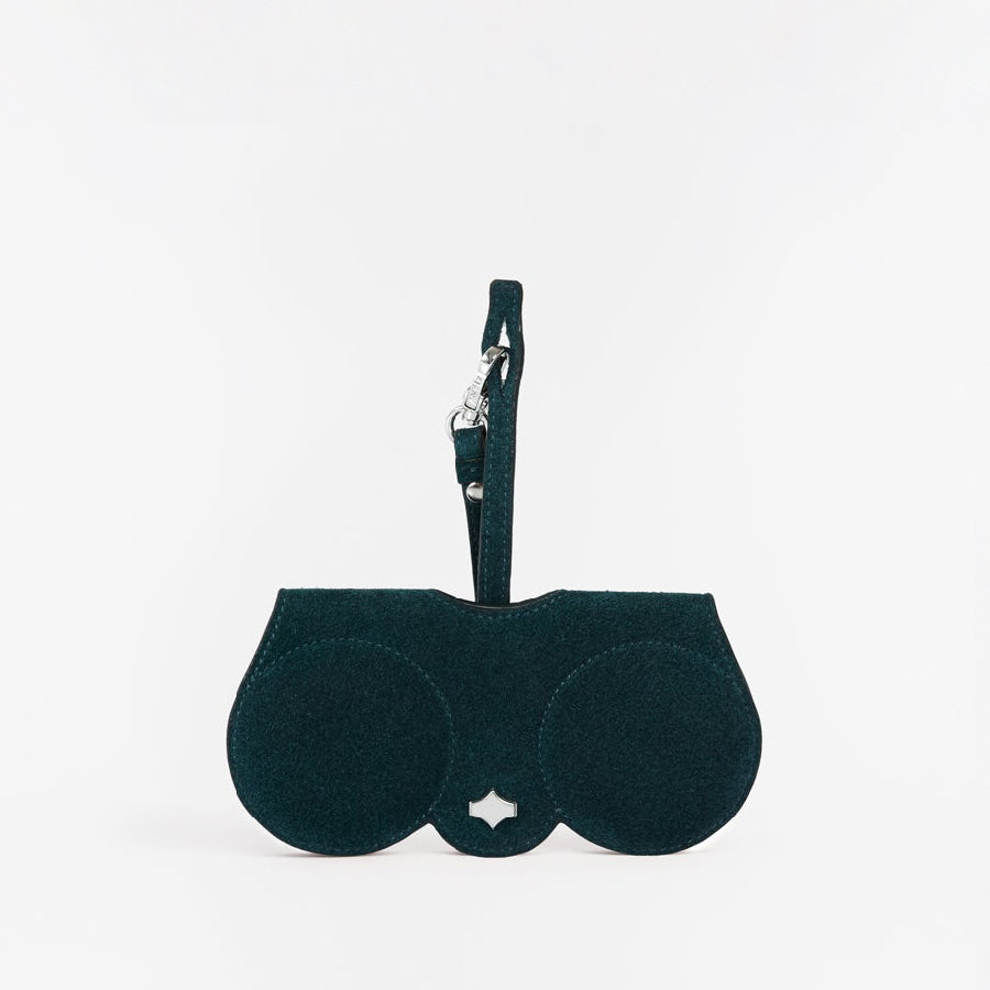 Sunglasses Case | Petrol | Suede Leather Silver Plated