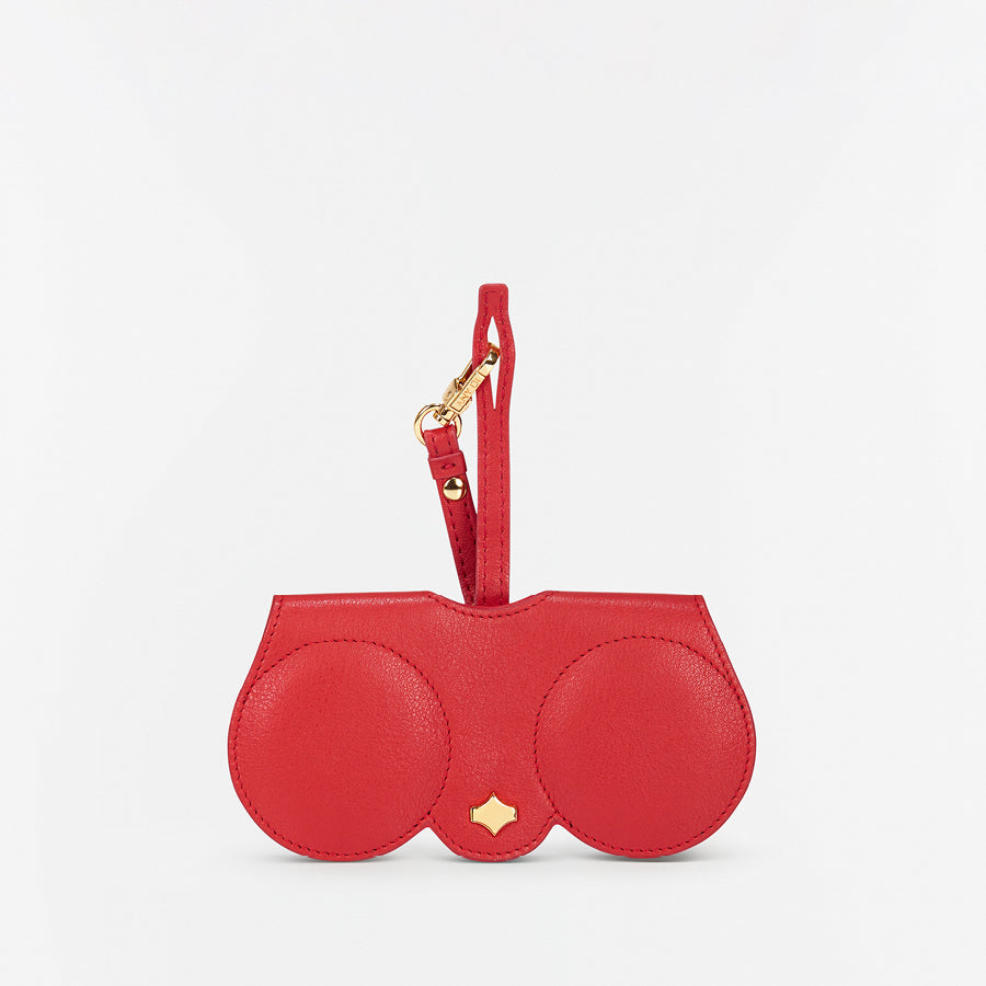 Sunglasses Case | Red | Nappa Leather Gold Plated