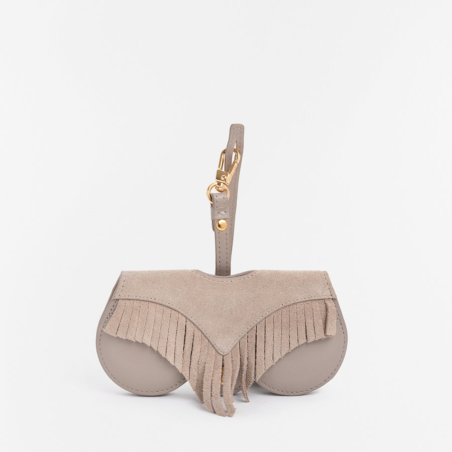 Sunglasses Case |  Taupe Fringes |  Leather 24K Gold Plated