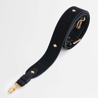 Crossbody Phone Strap | Black | Suede & Nappa Leather 24K Gold Plated