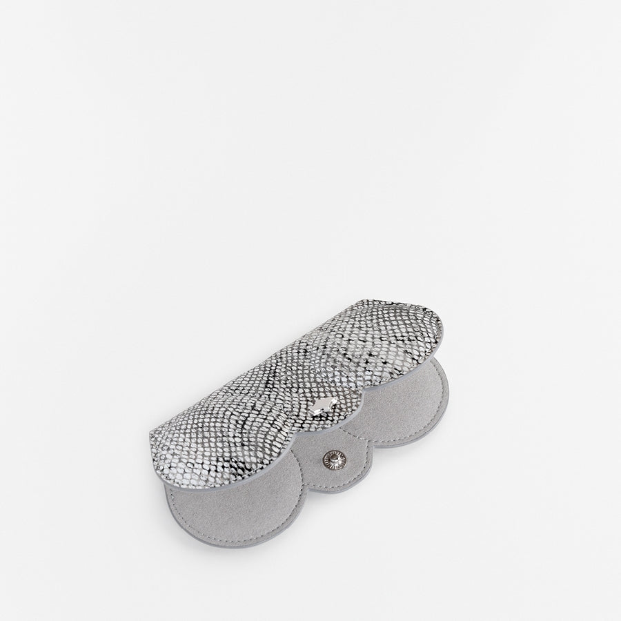 Sunglasses Case | Snake Silver | Leather Silver Plated